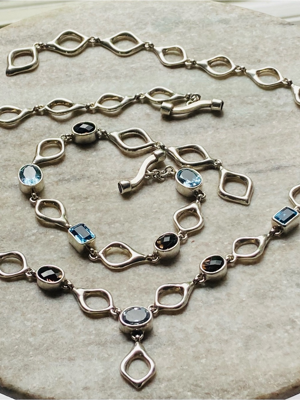 Antionette Cleoni sterling and gemstones necklace and bracelet set